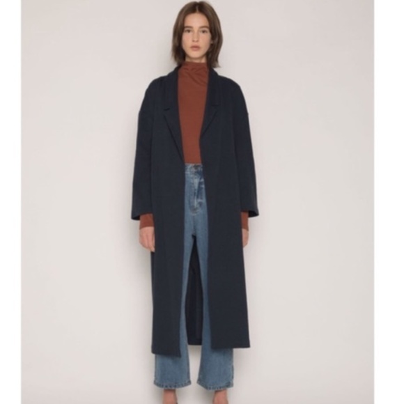 OAK + FORT Jackets & Blazers - Oak + Fort Medium Navy Blue Long Coat Jacket